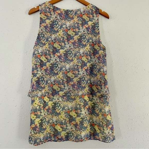 CAbi Positano Yellow Floral Layered Tank Top Tunic Blouse Medium Easter Spring - Picture 4 of 8